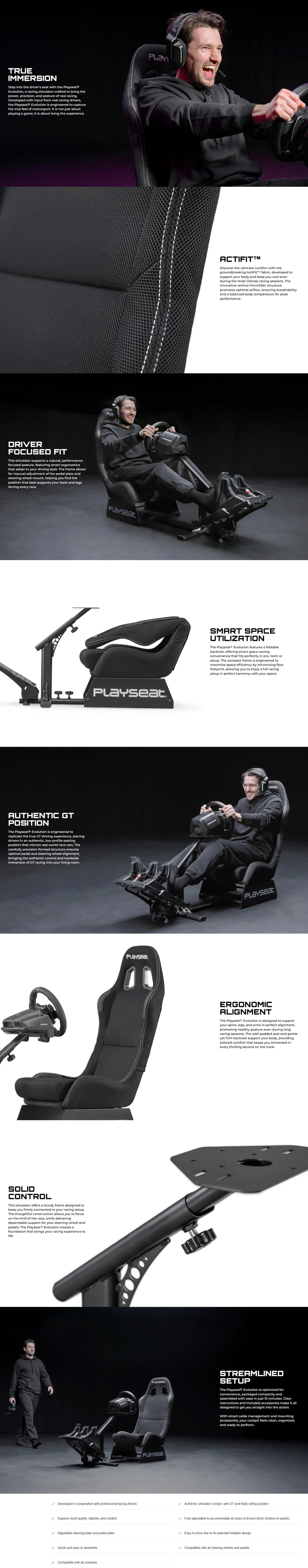 playseat evolution racing simulator cockpit actifit edition black