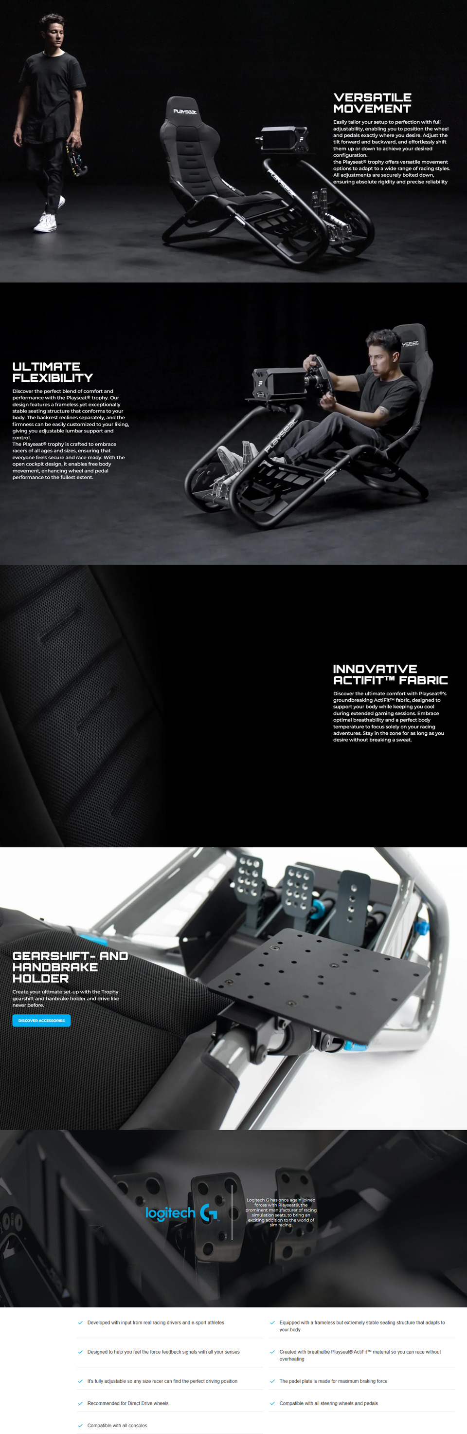 playseat trophy racing simulator cockpit logitech g edition