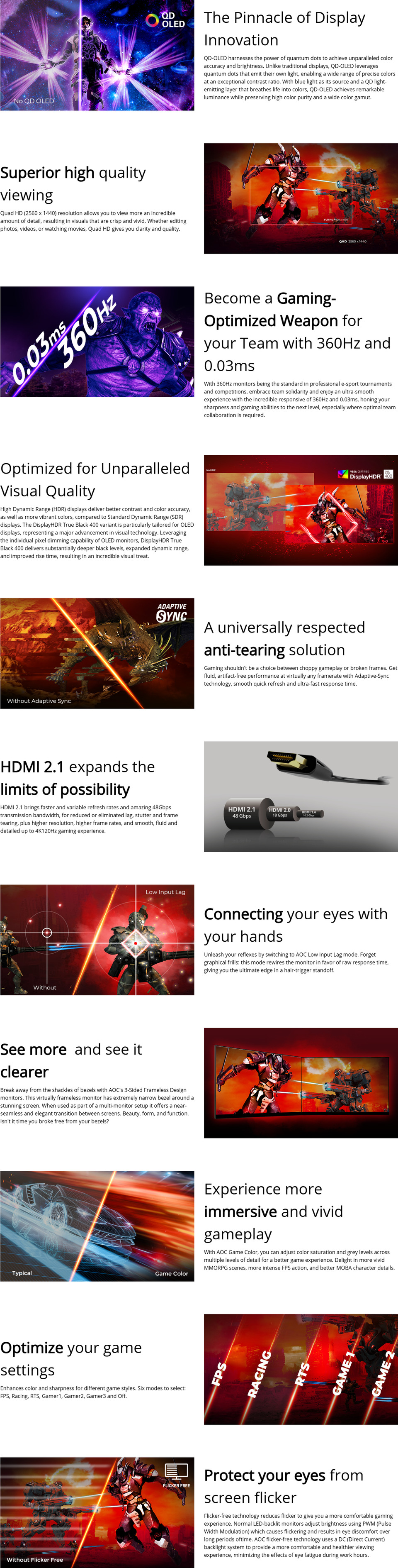 27 aoc q27g4sd qhd 360hz qd-oled gaming monitor