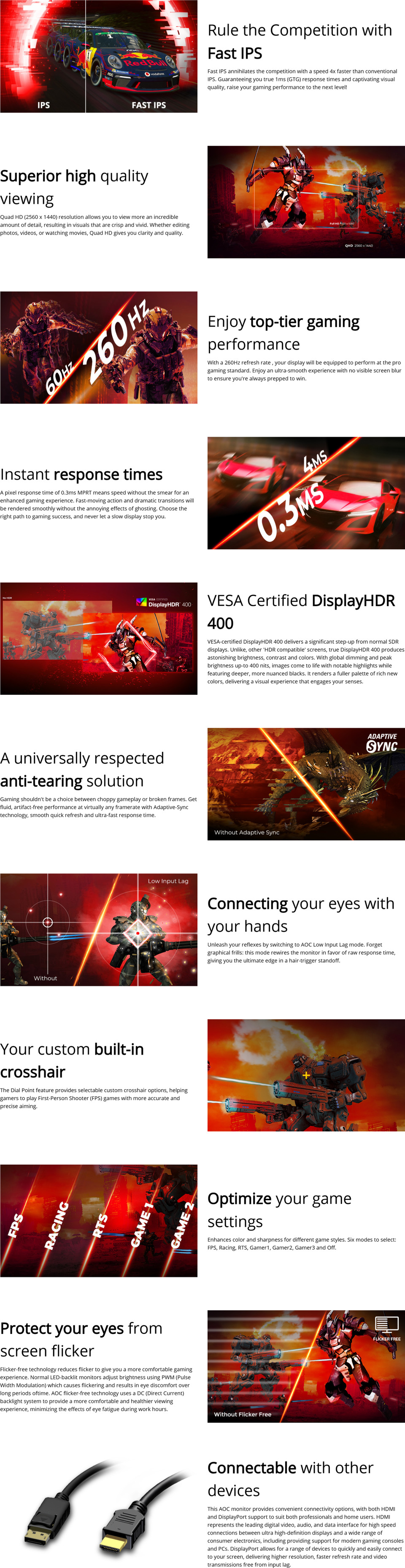 27 aoc q27g4z qhd 260hz ips gaming monitor