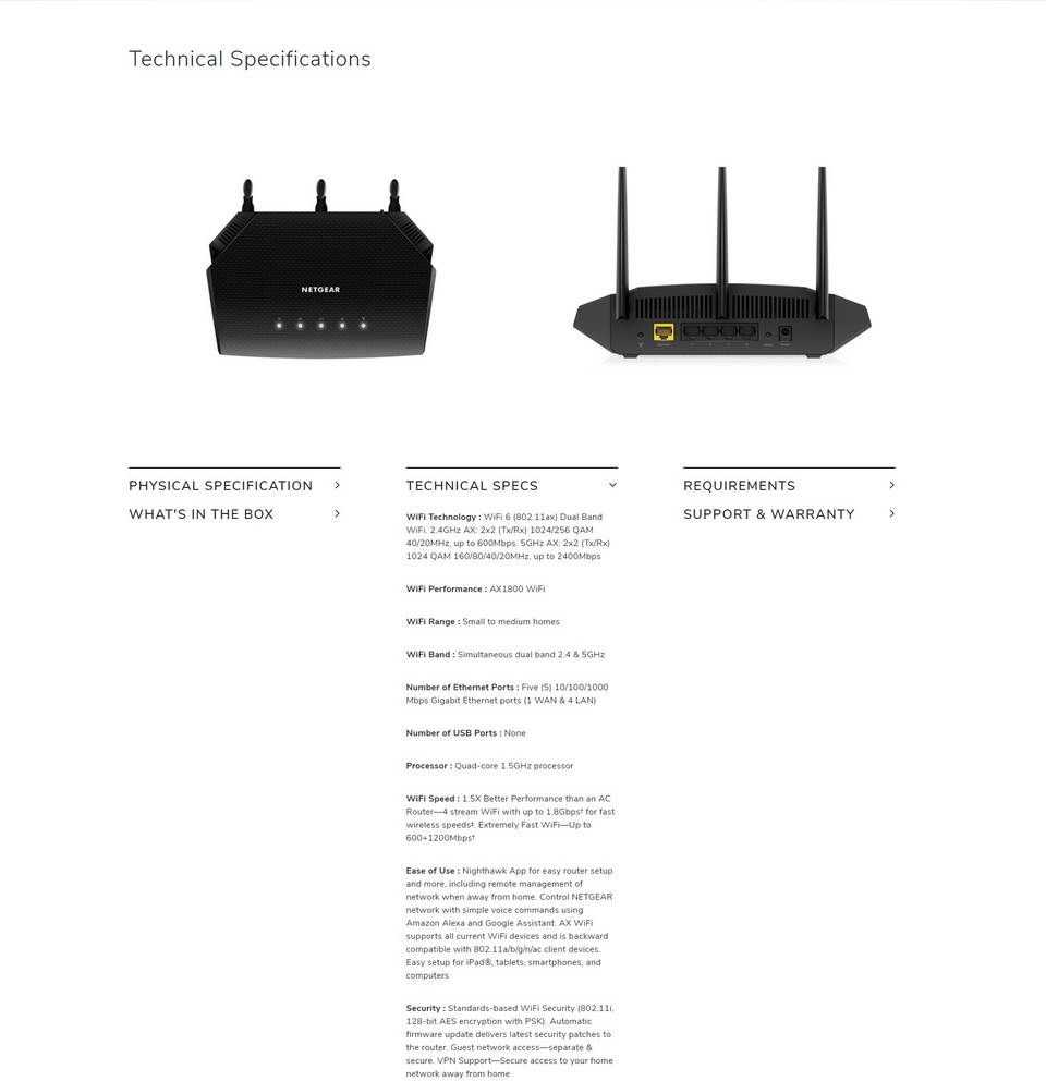 netgear rax10 ax1800 wifi 6 4-stream wireless router rax10-100aus