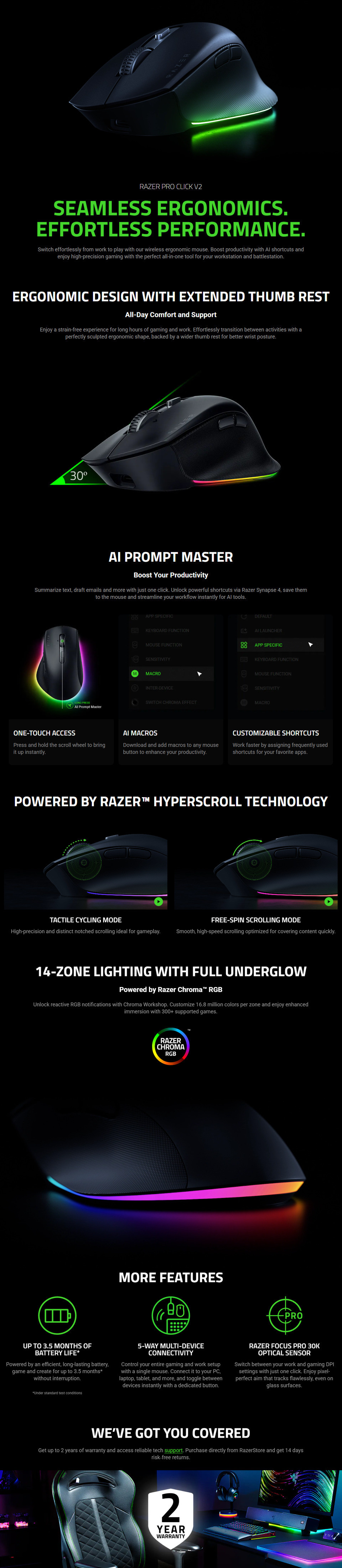 razer pro click v2 ergonomic wireless mouse