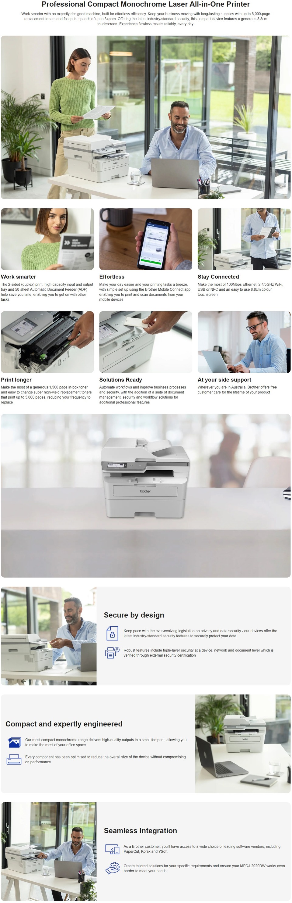 brother mfc-l2920dw laser monochrome multifunction wireless printer