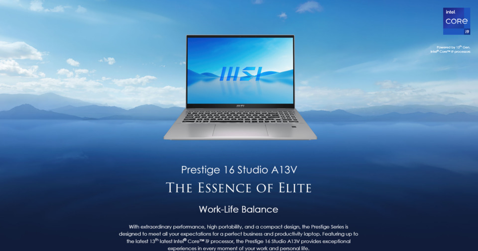 msi prestige 16studio a13ve-260au 16 core i9 laptop win 11