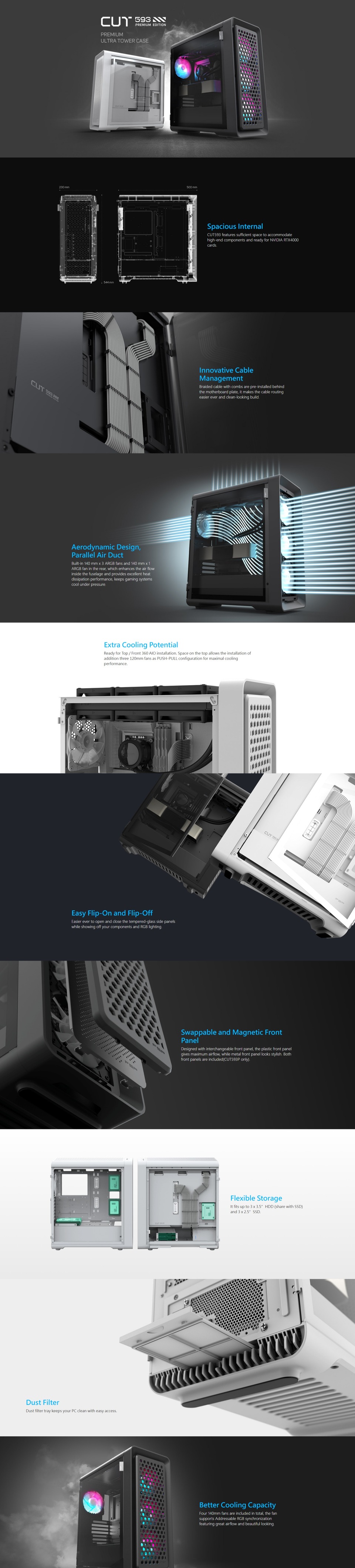 fsp cut593p argb atx case black