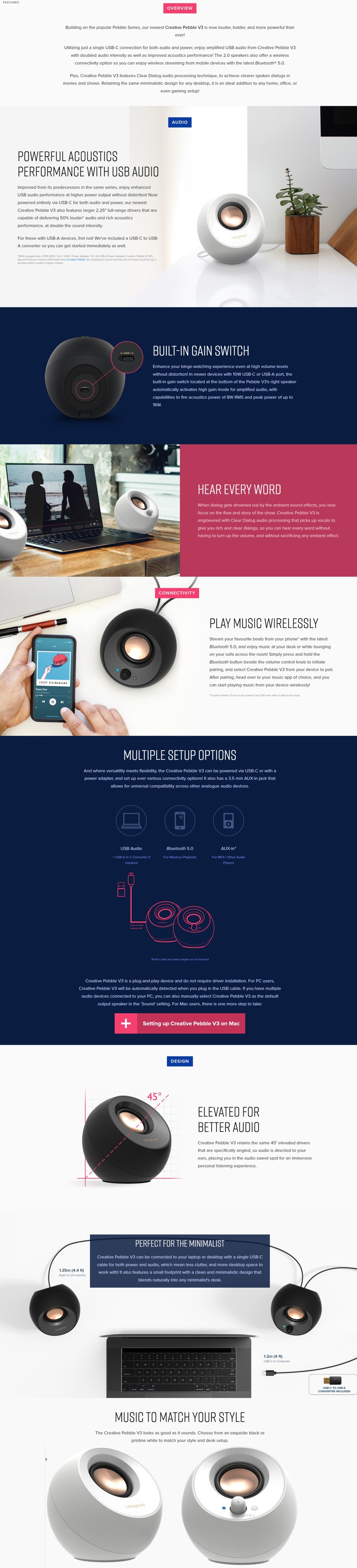creative pebble v3 usb-c bluetooth wireless 2 0 speakers black