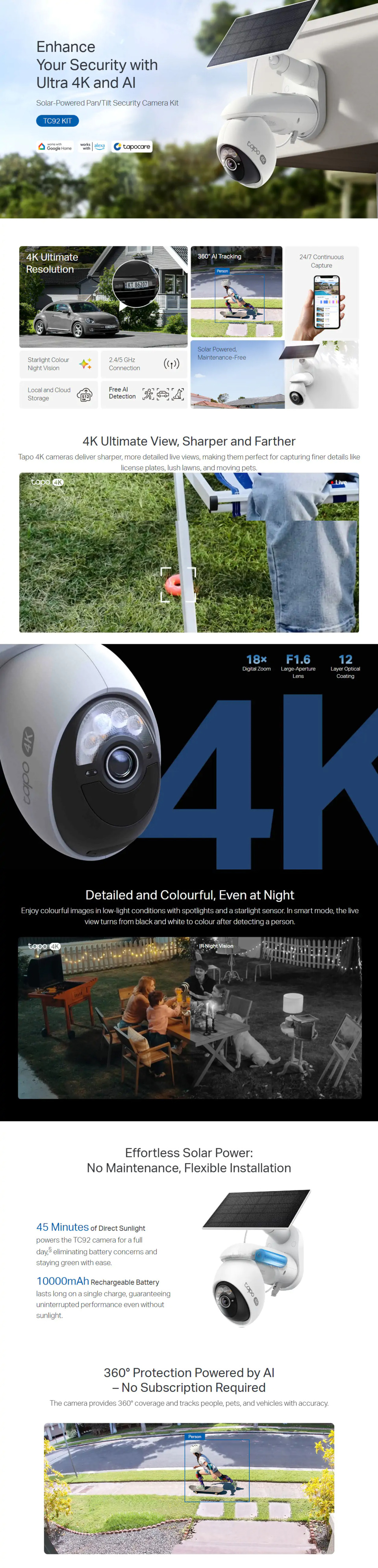 tp-link tapo tc92 kit solar-powered security camera kit