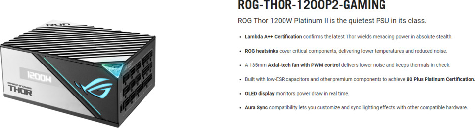 1200 watt asus rog thor platinum power supply rog-thor-1200p2-gaming