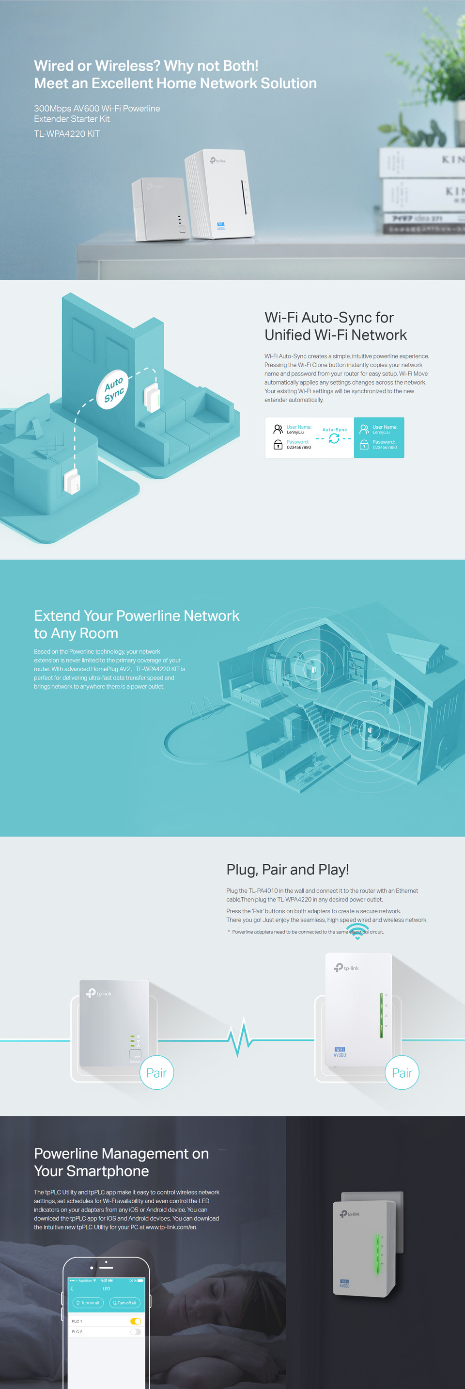 tp-link tl-wpa4220 kit 300mbps av600 wifi powerline extender starter kit