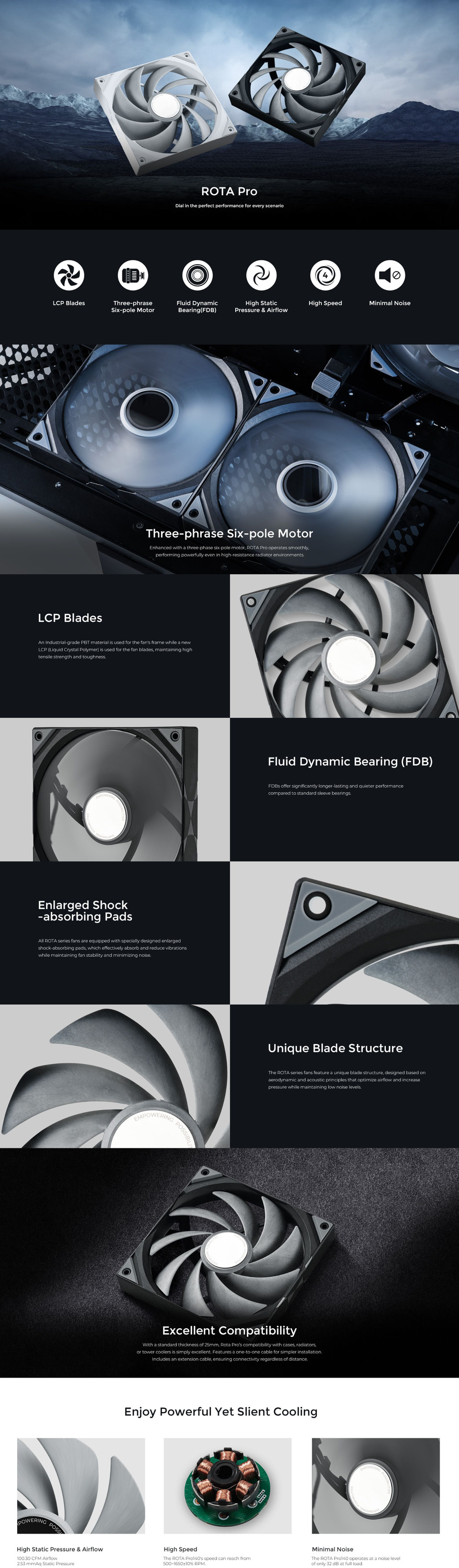 140mm tryx rota pro 140 case fan black