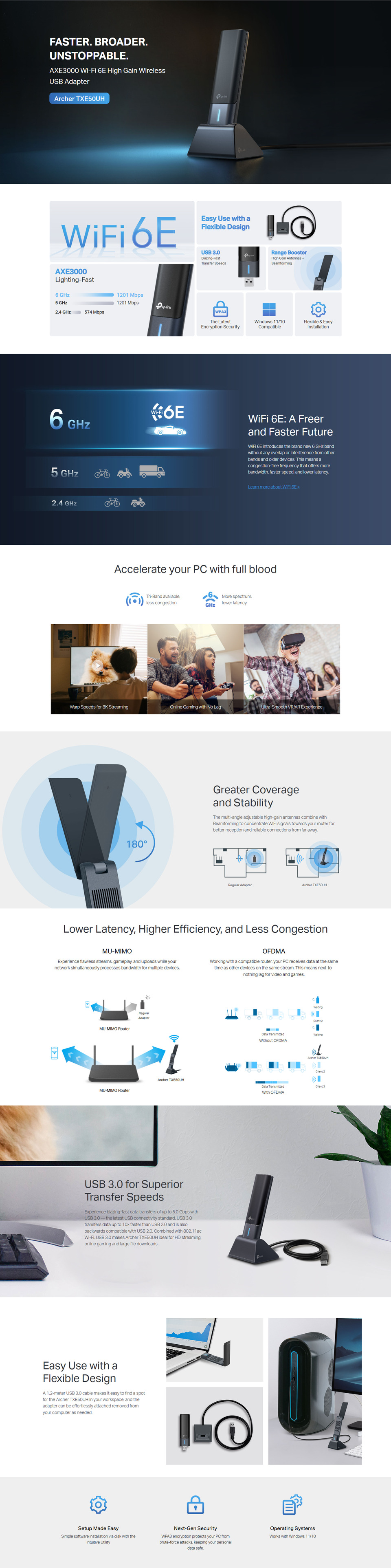 tp-link archer txe50uh axe3000 wifi 6e wireless usb adapter