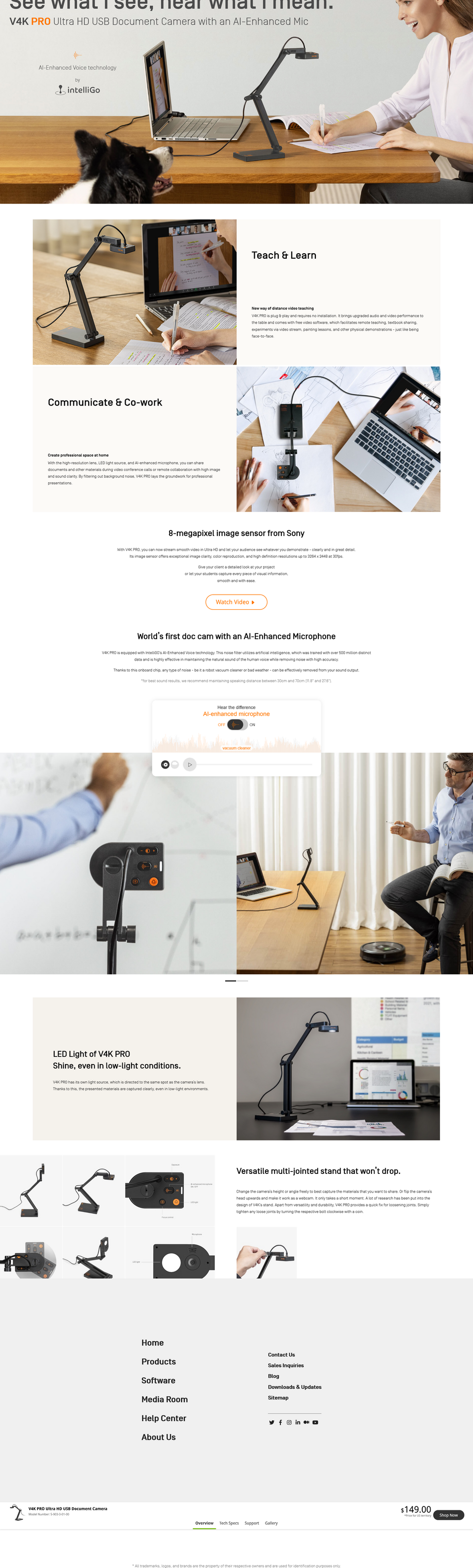 Ipevo V4K PRO Ultra HD USB Document Camera Computer Alliance