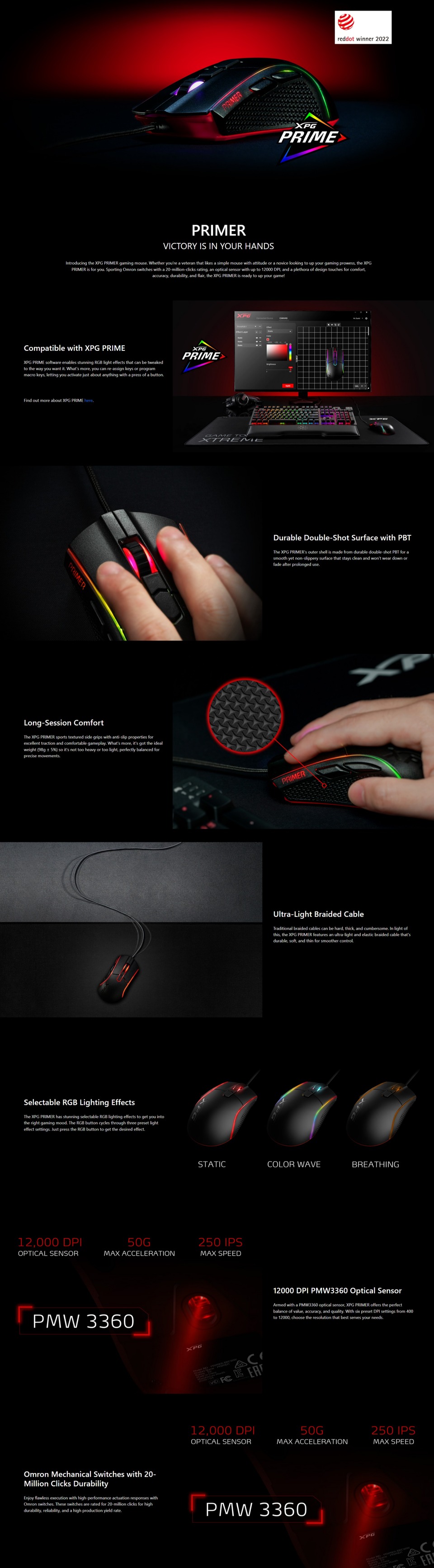 adata xpg primer wired gaming mouse