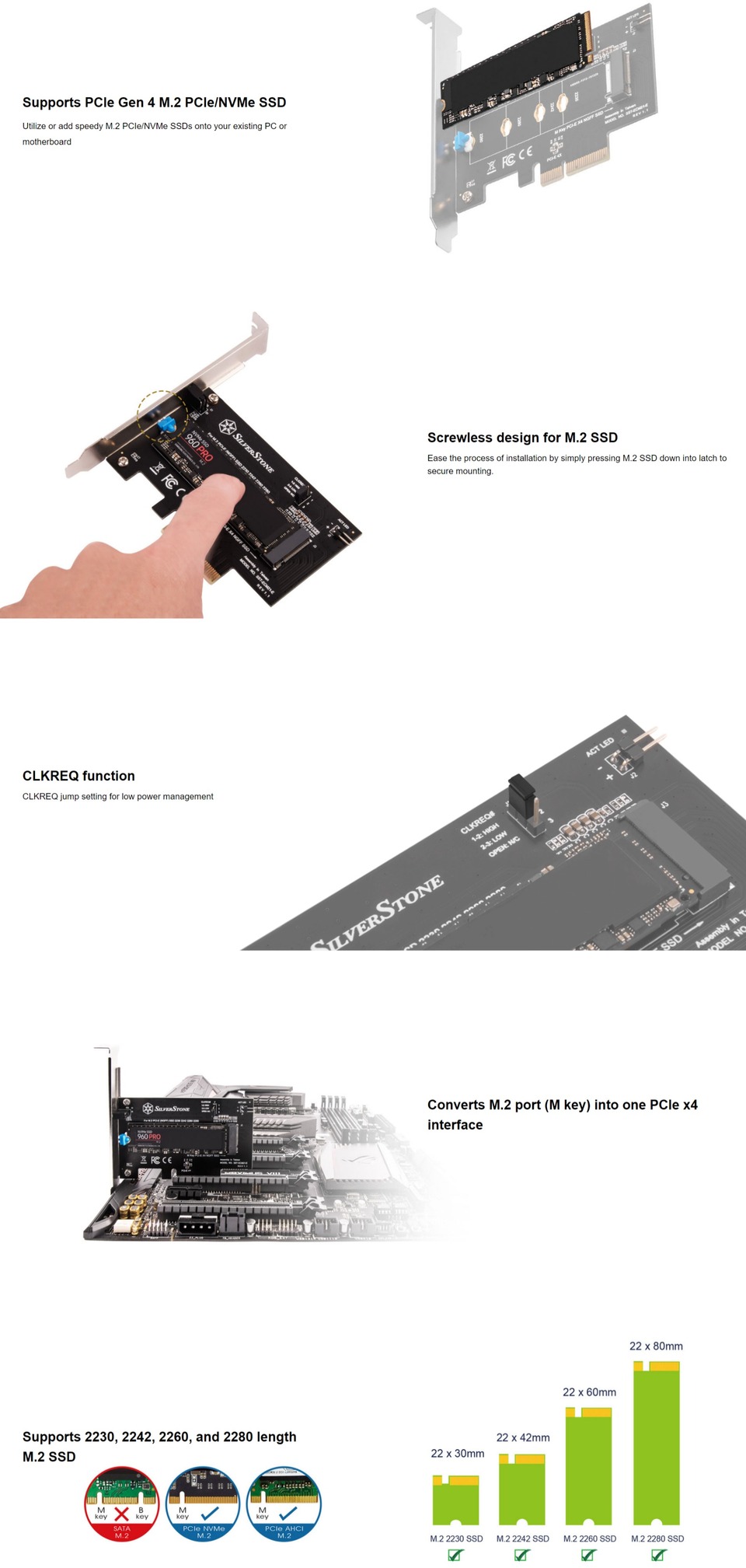 silverstone ecm21-e m2 pcie adapter card