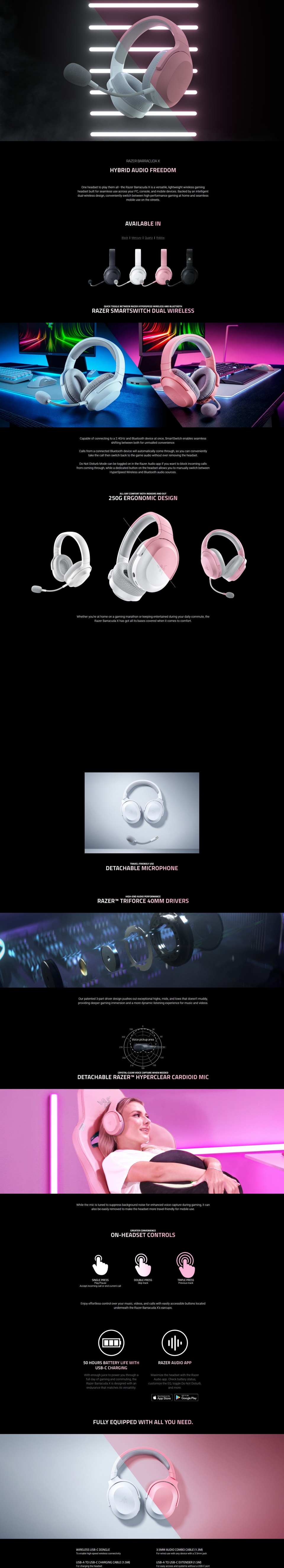 razer barracuda x-wireless multi-platform white headset