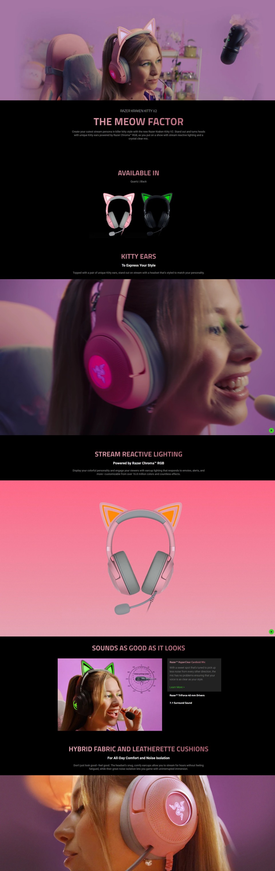 razer kraken kitty v2 usb headset with rgb kitty ears