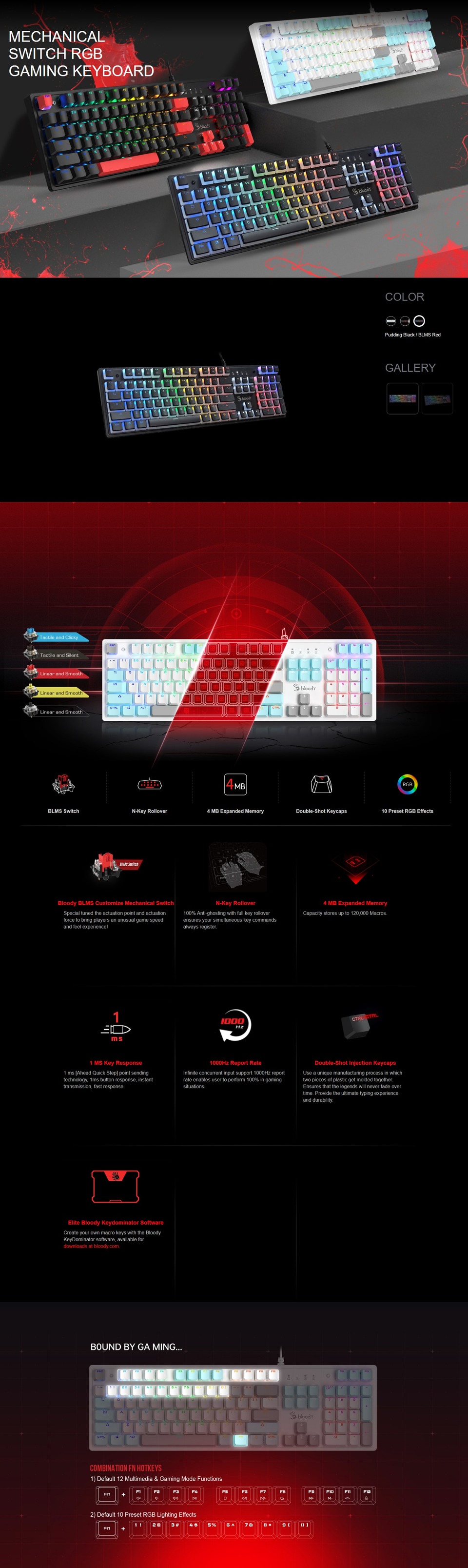 bloody s510r-b mechanical wired rgb gaming keyboard