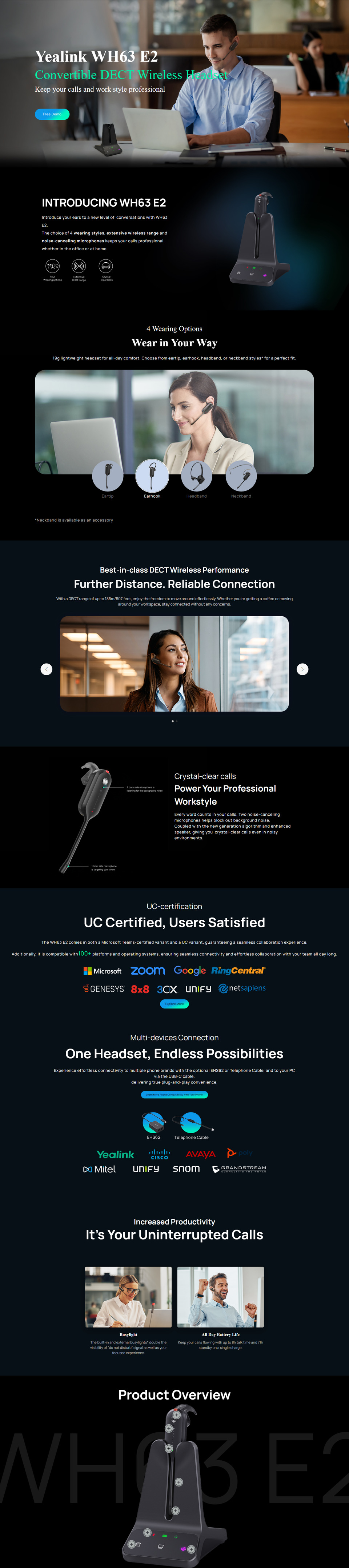 Yealink WH63 E2 UC DECT Wireless Headset with Base | Computer Alliance