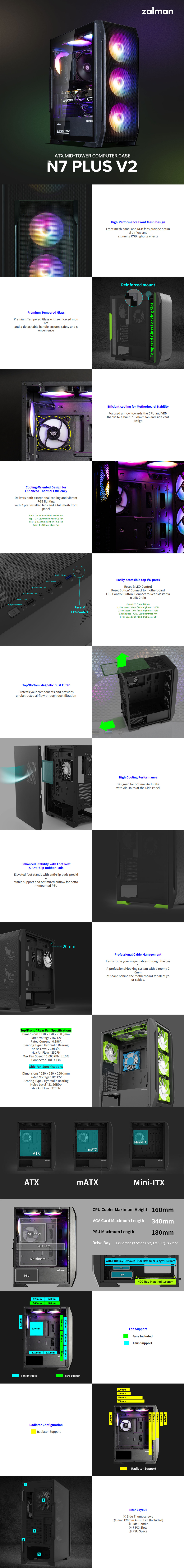 zalman n7 plus v2 atx mid-tower case black