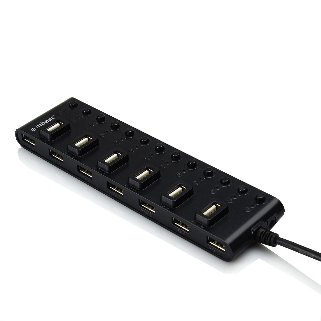 mbeat 13 Port USB 2.0 Hub with Individual Switches and Power Adapter