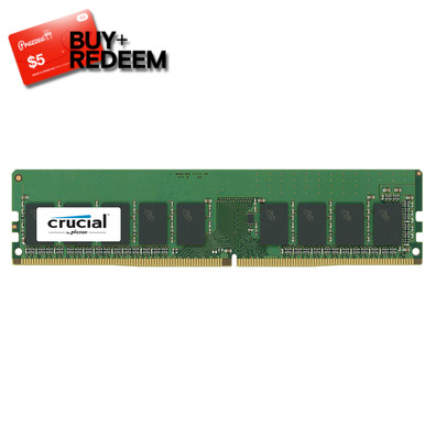 8GB Crucial DDR4 (1x8GB) 2400MHz ECC Unbuffered Server Memory PN CT8G4WFS824A, *$5 Voucher by Redemption