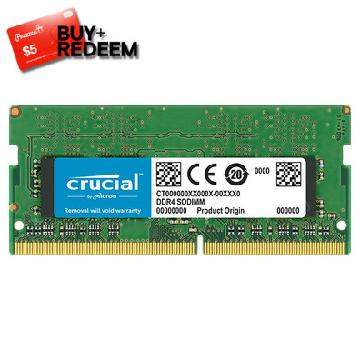 8GB SODIMM DDR4 Crucial 2400MHz RAM for Notebooks CT8G4SFS824A, *$5 Voucher by Redemption