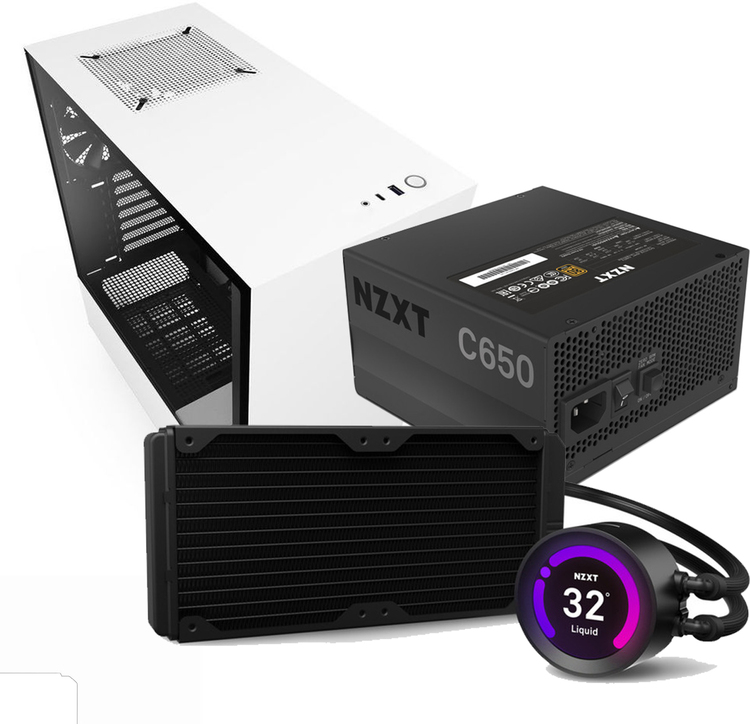 NZXT ATX H510 MATTE White/Black Case NZXT Kraken Z53 240mm AIO Liquid