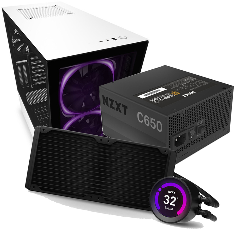NZXT ATX H510 Elite MATTE White/Black Case NZXT Kraken Z63 280mm AIO