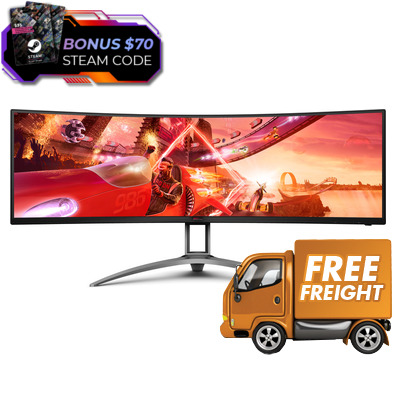 49 AOC AGON AG493UCX2 5K Curved UltraWide FreeSync VA Gaming Monitor with Speakers and Height Adjust, *Bonus Gaming Headset
