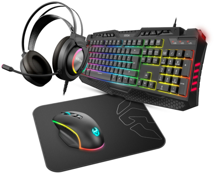 KROM Kritic Gaming Bundle Keyboard Mouse Mouse Pad and Headset CA