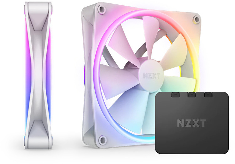 2 x 140mm NZXT F140RGB DUO White Case Fan RFD14DFW1 Computer Alliance