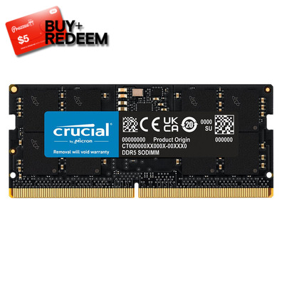 16GB SODIMM DDR5 5600MHz Crucial RAM for Laptops CT16G56C46S5, *$5 Voucher by Redemption