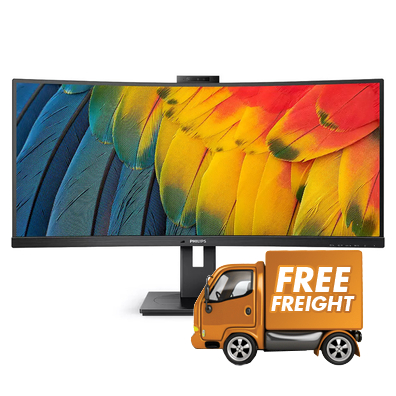 34 Philips 34B1U5600CH Curved WQHD USB-C VA Monitor Web Cam and Speakers