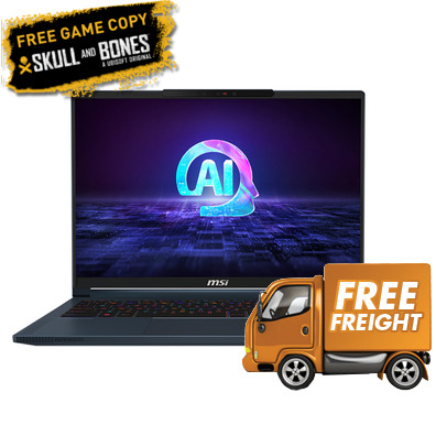MSI Stealth 16 AI Studio A1VHG-047AU 16 Core Ultra 9 Laptop Win 11 Home, *FREE Skull and Bones™ game code via redemption