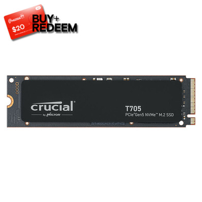 1TB Crucial T705 M.2 NVMe PCIe Gen5 SSD CT1000T705SSD3, *$20 Voucher by Redemption