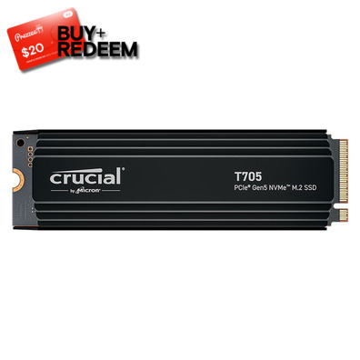 1TB Crucial T705 M.2 NVMe PCIe Gen5 SSD With Heatsink CT1000T705SSD5, *$20 Voucher by Redemption