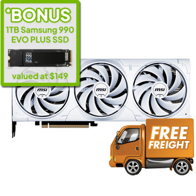 MSI RTX 5080 16G VENTUS 3X OC White Graphics Card, *BONUS 1TB 990 EVO PLUS SSD