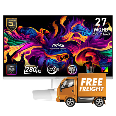 26.5 MSI MAG 272QPW QD-OLED X28 QHD 280Hz OLED Gaming Monitor White, *Redeem Bonus Game