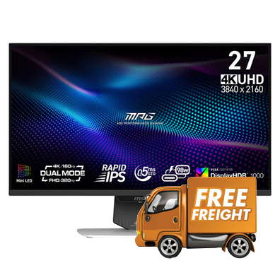 27 MSI MPG 274URDFW E16M Dual Mode 4K/FHD 160Hz/320Hz Mini-LED Gaming Monitor White, *Redeem Bonus Game
