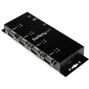 StarTech 4 Port USB to DB9 RS232 Serial Adapter Hub Industrial DIN Rail and Wall Mountable