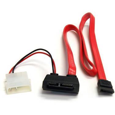 50cm StarTech Right Angle Slimline SATA to SATA w/ LP4 Power Cable