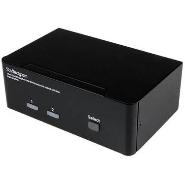 StarTech 2 Port Dual DisplayPort USB KVM Switch with Audio & USB 2.0 Hub