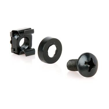 Serveredge Heavy Duty M6 Cage Nuts Washer & Screw Set : Pack of 50 : BLACK