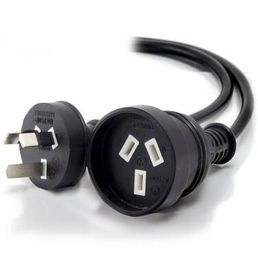 ALOGIC 10m Aus 3 Pin Mains Power Extension Cable BLACK Male to Female