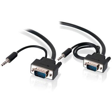 5 Metre ALOGIC Pro Series Slim flexible VGA Cable with 80cm & 30cm 3.5mm Stereo Audio Cable Male to Male