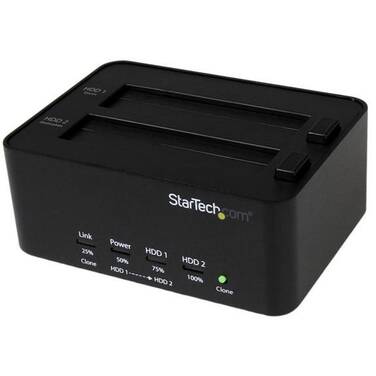 StarTech USB 3.0 SATA SATDOCK2REU3 Hard Drive Duplicator & Eraser Dock - Standalone 2.5/3.5in HDD & SSD Eraser and Cloner
