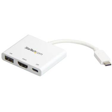 StarTech USB-C to 4K HDMI Multifunction Adapter with Power Delivery and USB-A Port - White