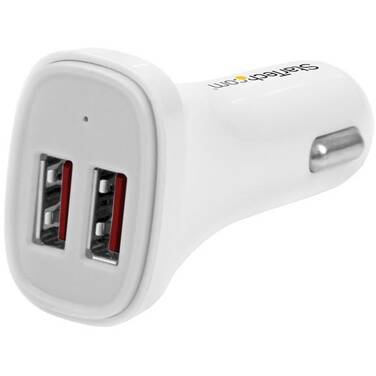 StarTech Dual-Port USB Car Charger - 24W/4.8A - White