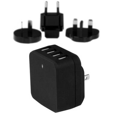 StarTech 4-Port USB Wall Charger - International Travel - 34W/6.8A - Black