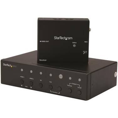StarTech Multi-Input HDBaseT Extender with Built-in Switch - DisplayPort VGA and HDMI Over CAT5 or CAT6 - Up to 4K